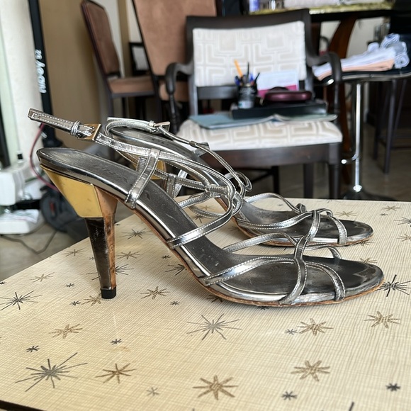PRADA Silver Stiletto Sandals Size 37 italian Made in Italy - Picture 3 of 10